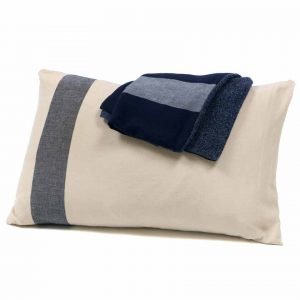 Iori Imabari Cotton Pillow Case, Navy and Beige